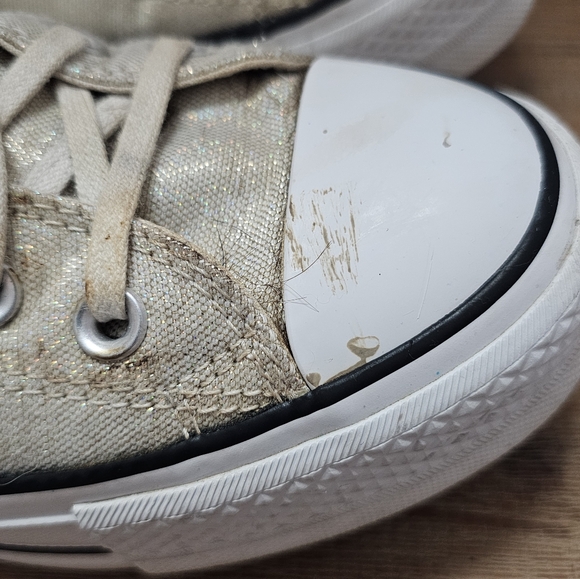 Converse Women's Gold Shimmer Canvas Sneakers, Shoes - Picture 4 of 10